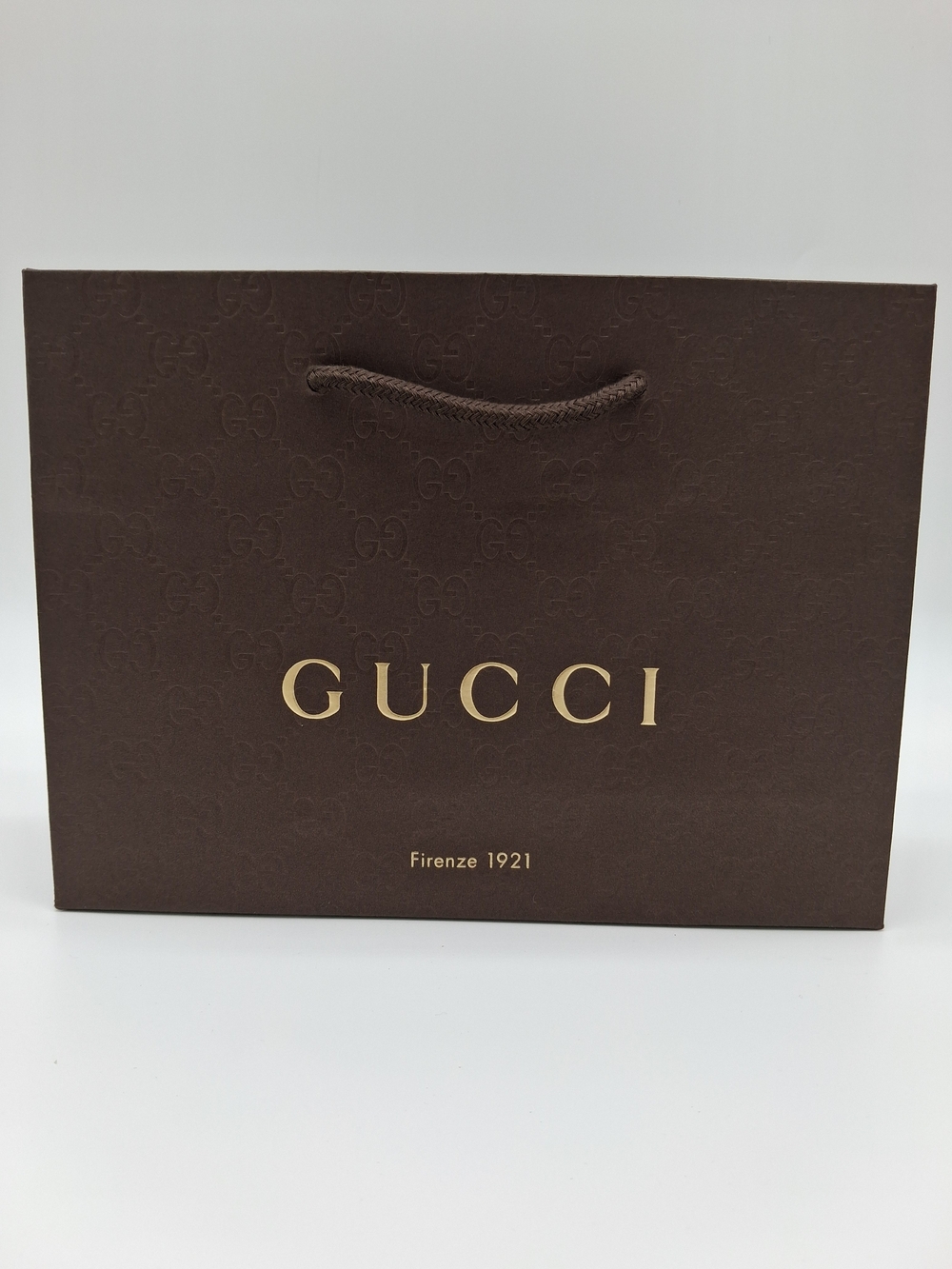 GUCCI Firenze 1921 GG Monogram Brown Gold Gift Shopping Bag Sealed Pristine